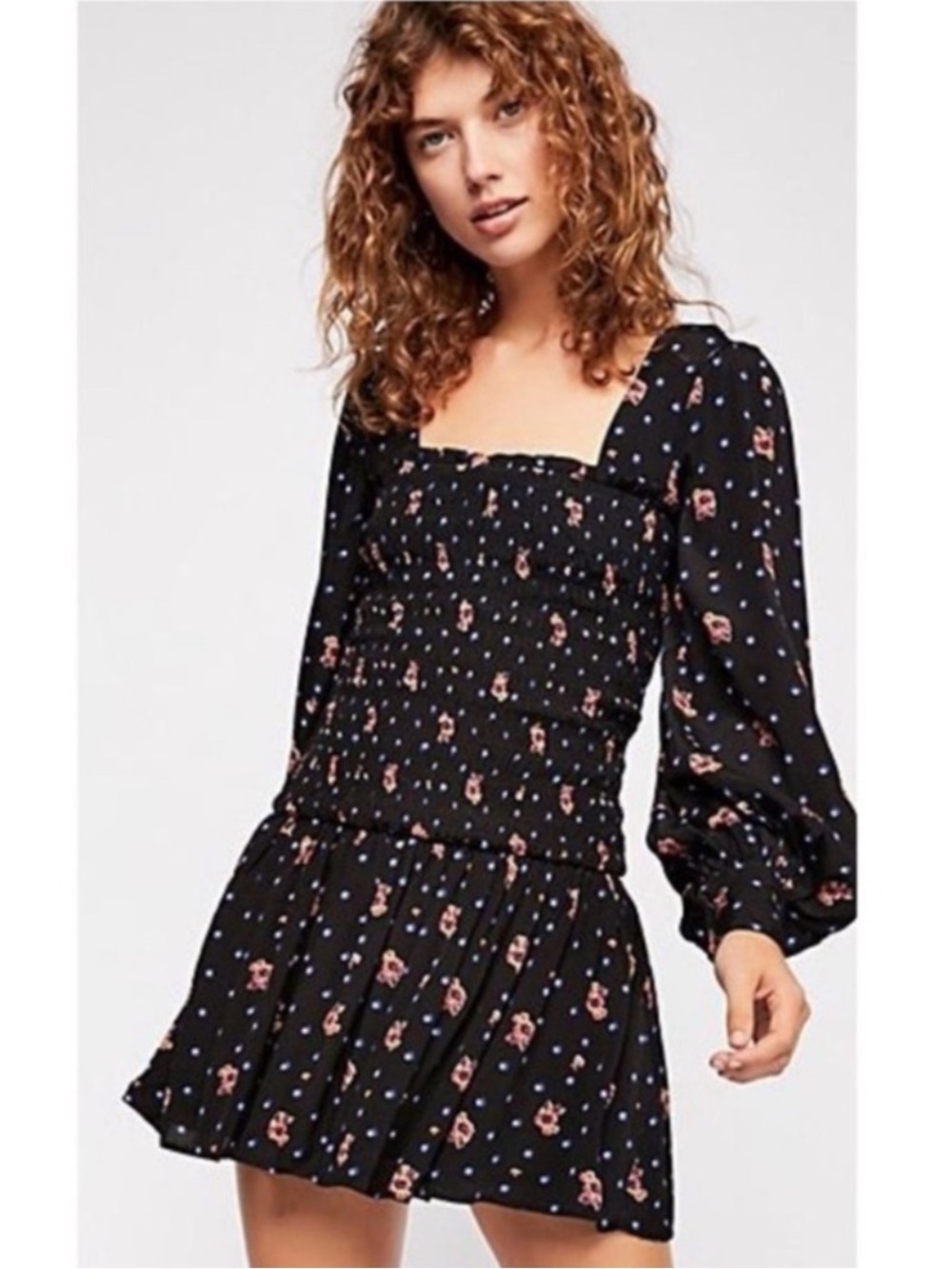 Free People Two Faces Black Floral
Mini Dress XS